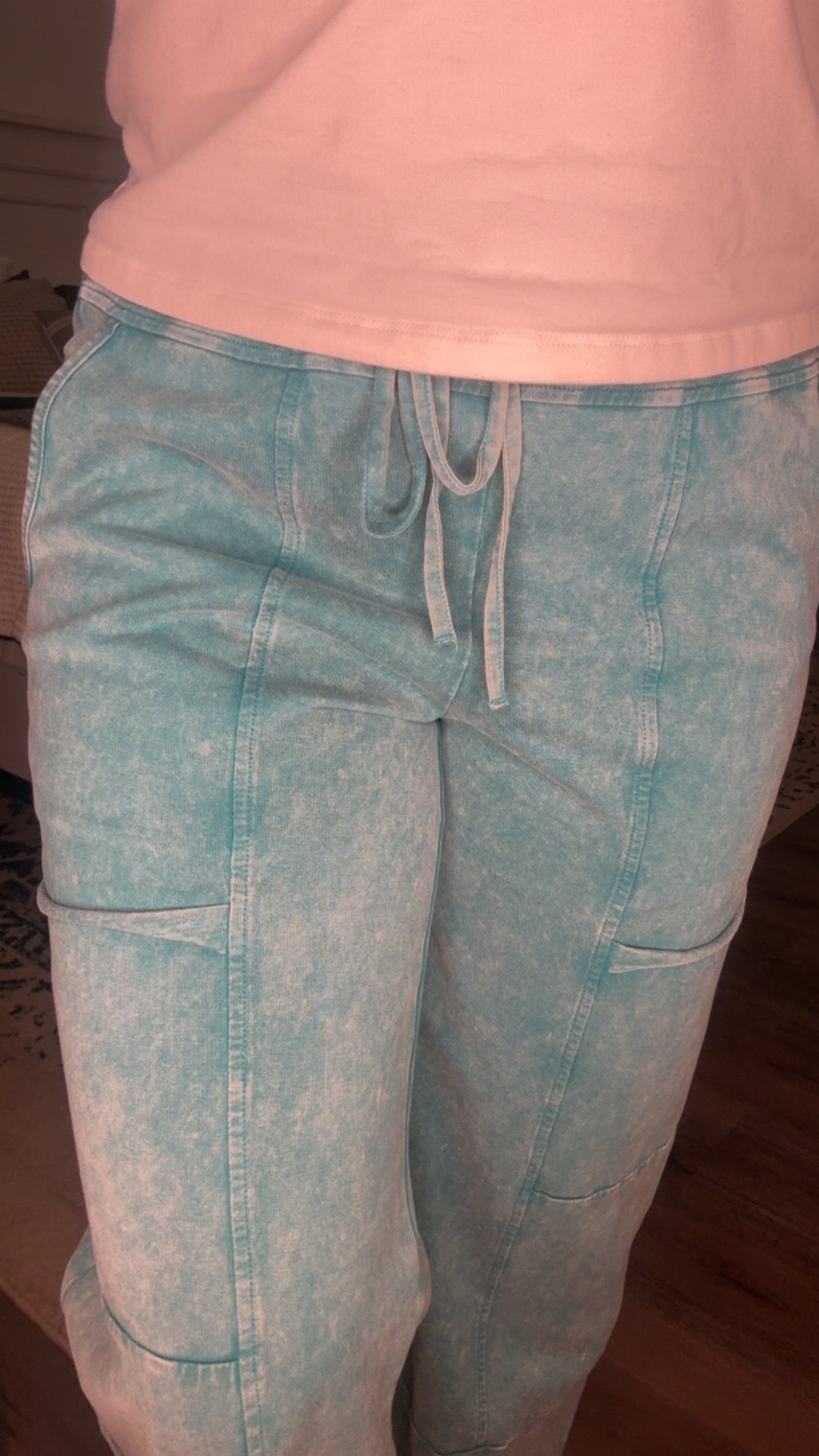 Mineral Wash High Waist Wide Leg Pants
