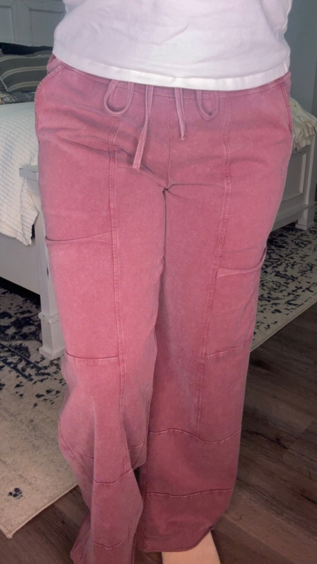 Mineral Wash High Waist Wide Leg Pants