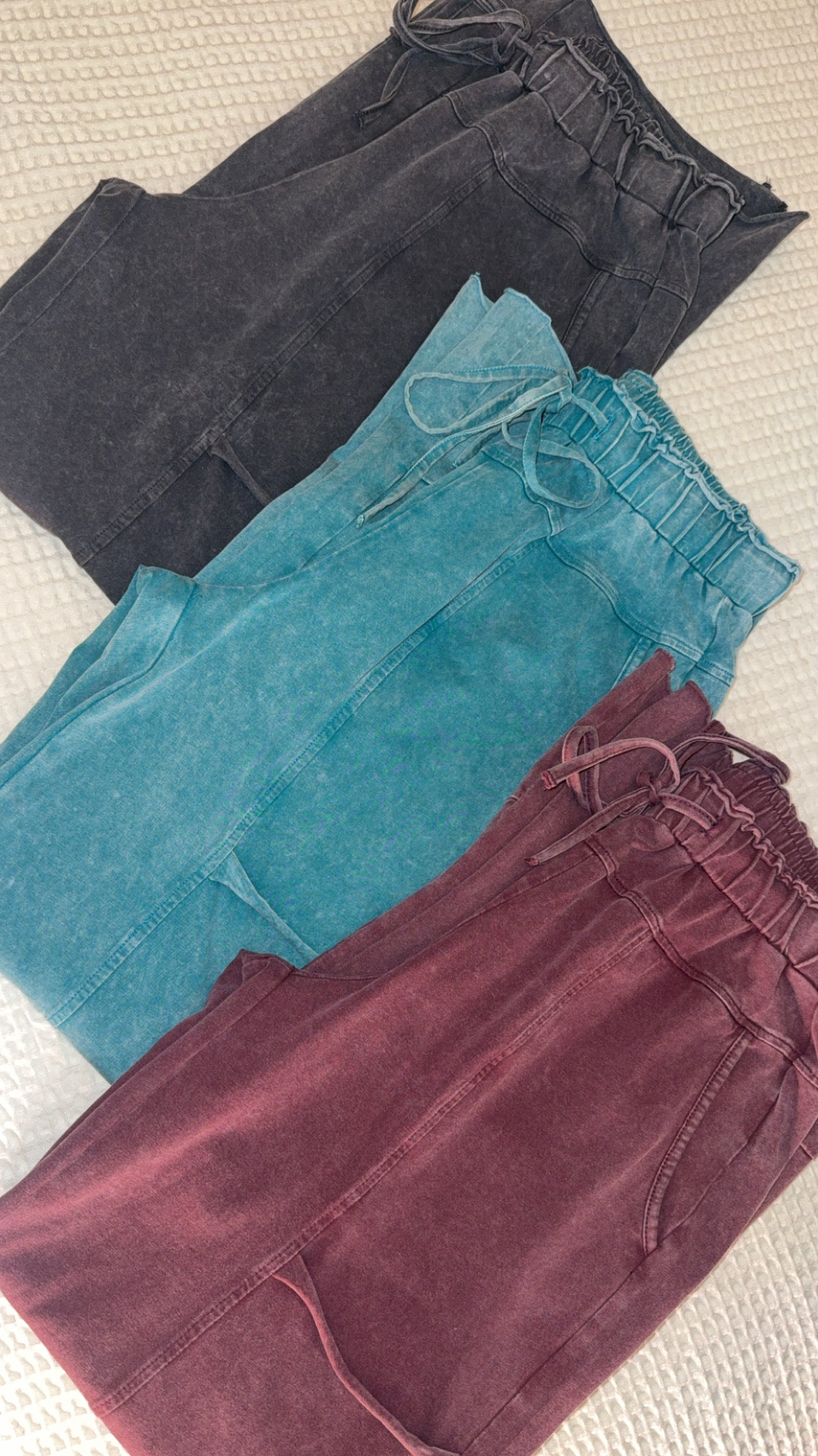 Mineral Wash High Waist Wide Leg Pants