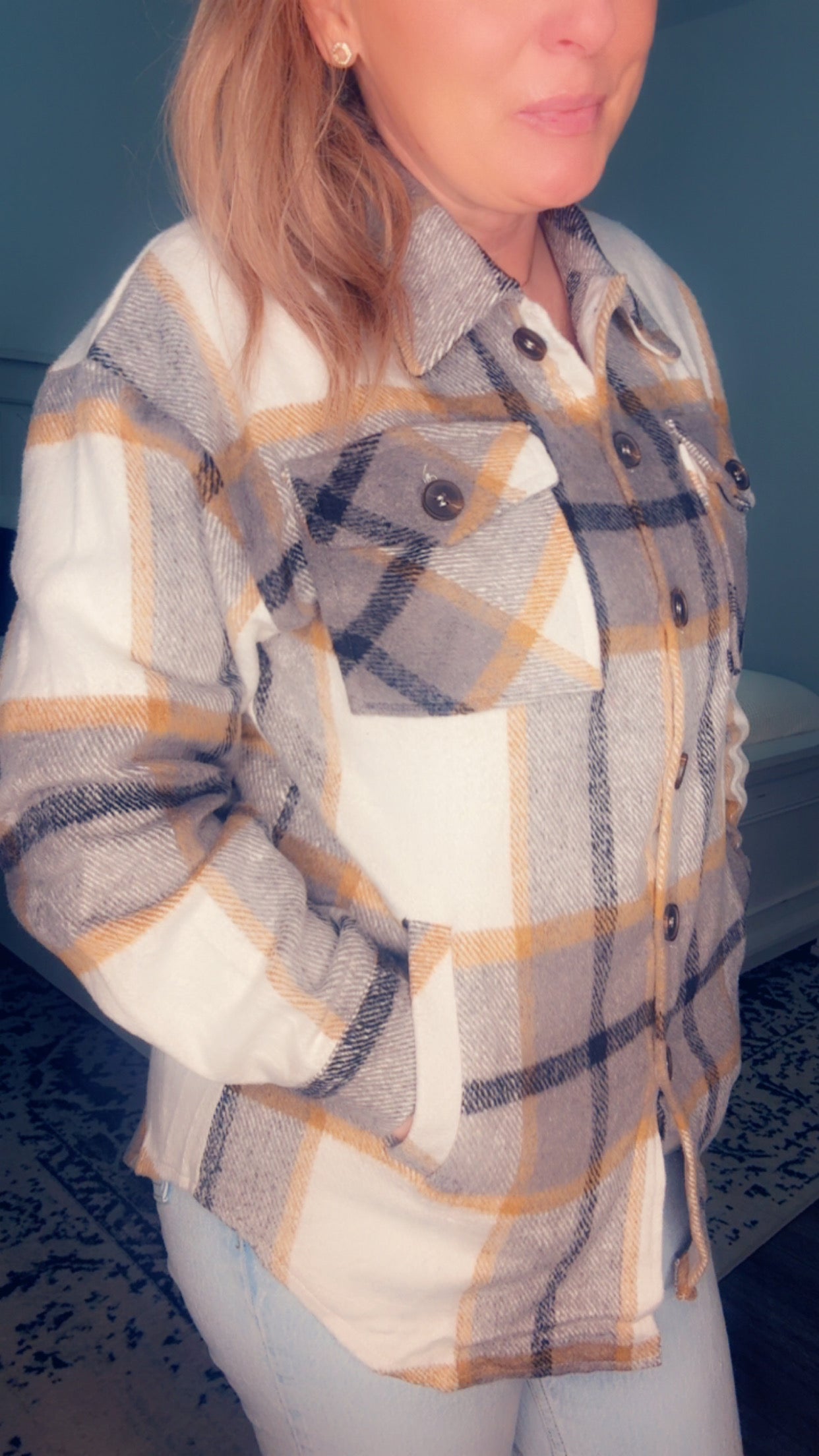 Cozy Oversized Plaid Flannel Shirt Jacket