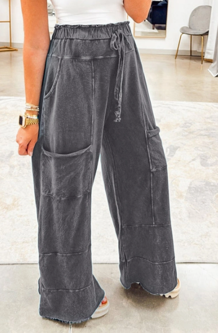 Mineral Wash High Waist Wide Leg Pants