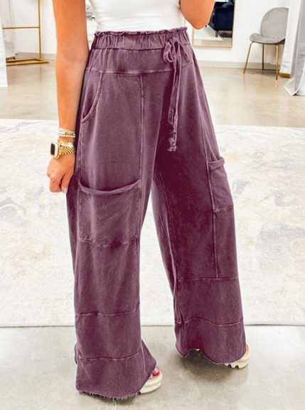 Mineral Wash High Waist Wide Leg Pants