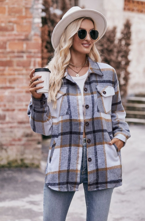 Cozy Oversized Plaid Flannel Shirt Jacket